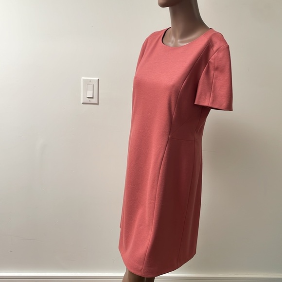 Judith and & Charles Wool Midi Dress Shortsleeves A-Line Shift Peach Red 12 - Picture 4 of 11